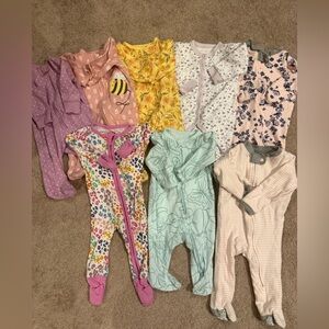 Colorful baby girl sleepers